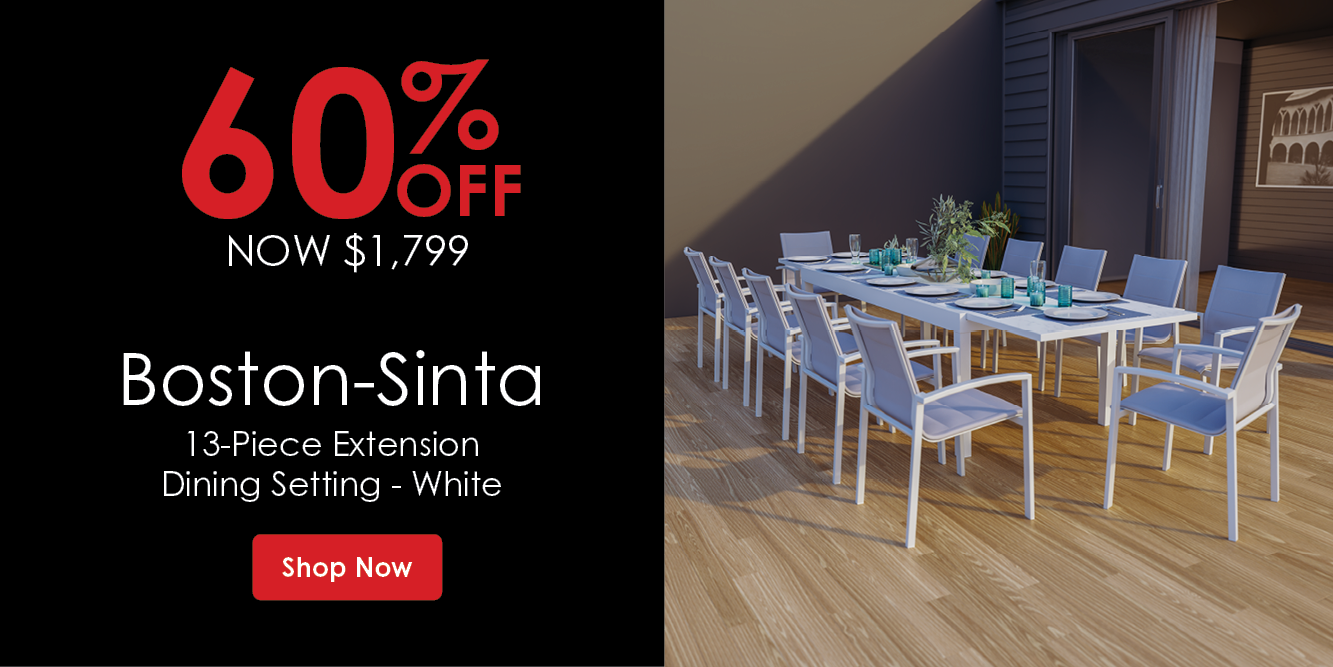 Now $1799 60% Off Boston-Sinta 13-Piece Extension Dining Setting - White | Shop Now